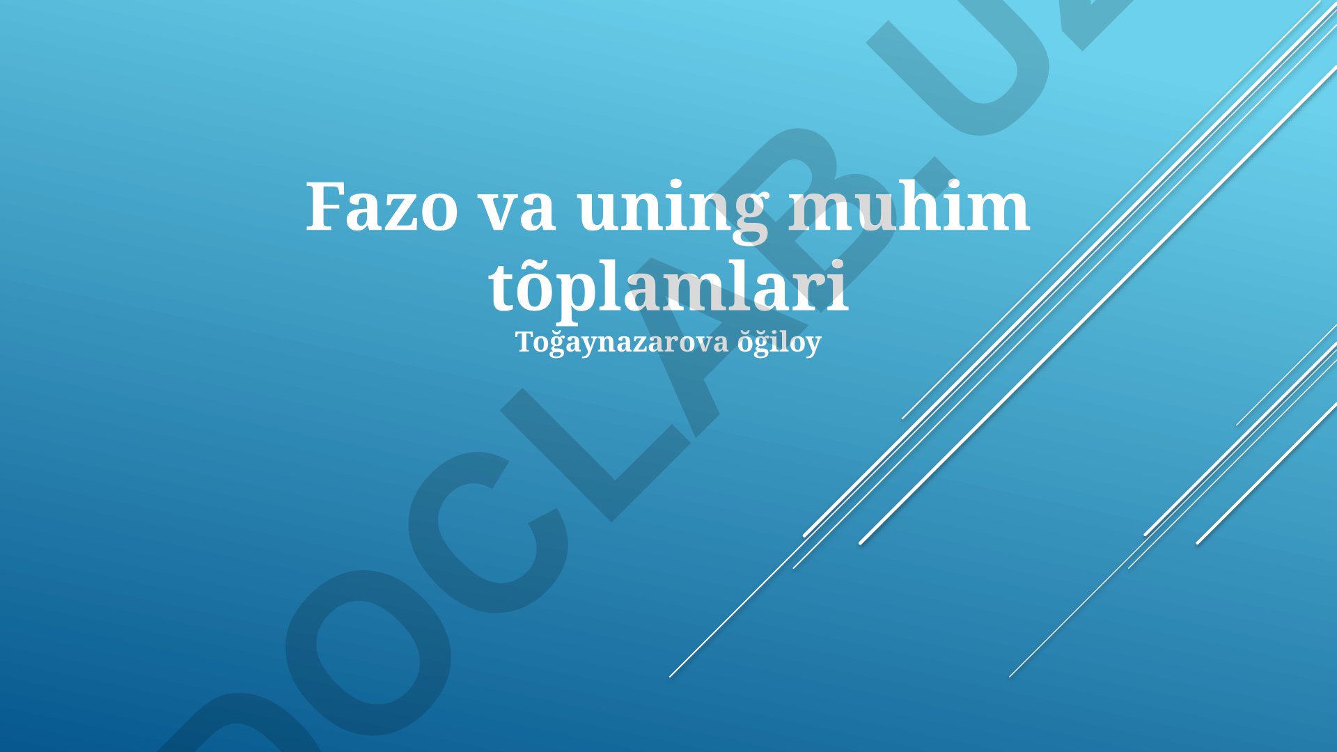 Fazo va uning muhim to'plamlari