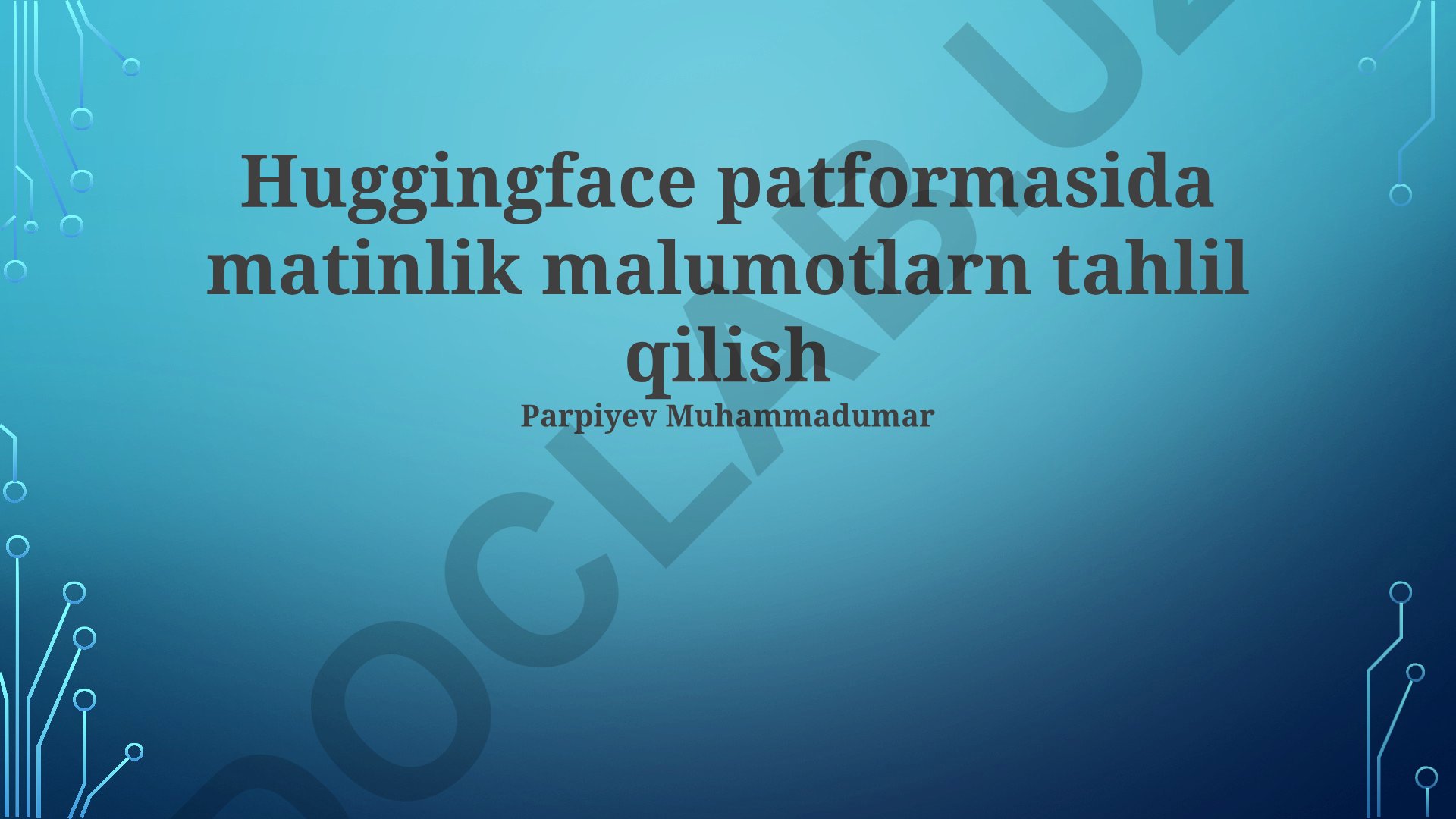 Hugging Face platformasida matnli ma'lumotlarni tahlil qilish
