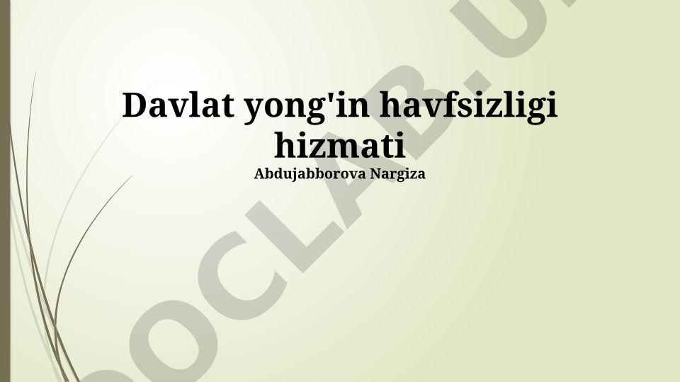 Davlat yong'in xavfsizligi xizmatining vazifalari va texnologiyalari