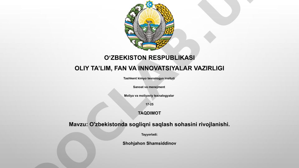 O'zbekistonda sogliqni saqlash sohasini rivojlanishi