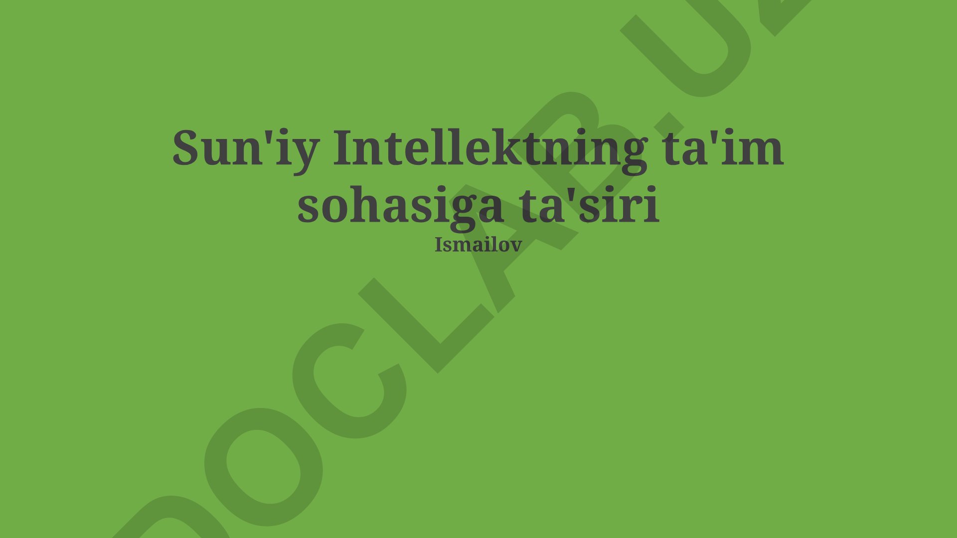 Sun'iy intellektning ta'lim sohasiga ta'siri