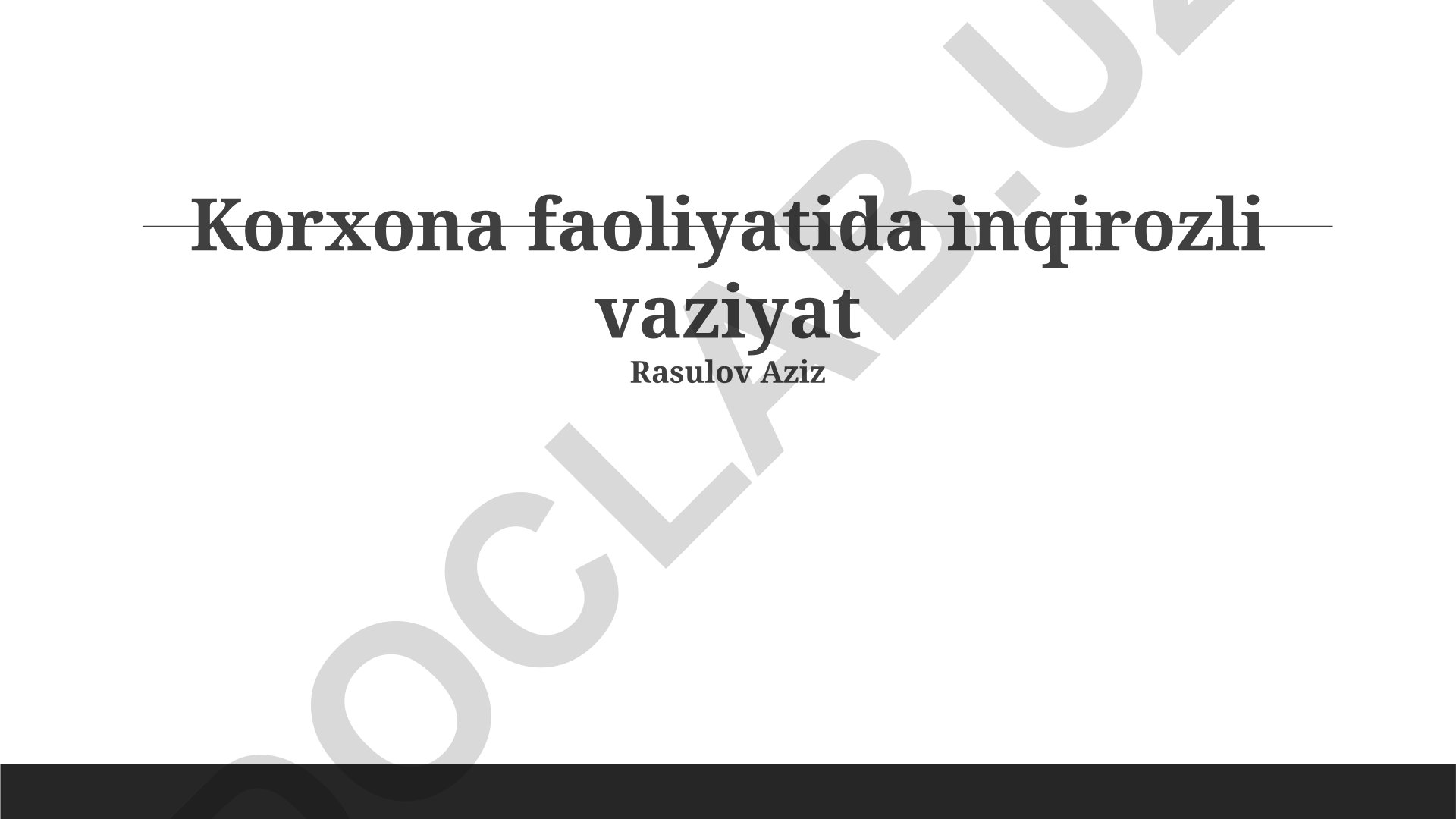 Korxona faoliyatida inqirozli vaziyatlar va ularning ta'siri