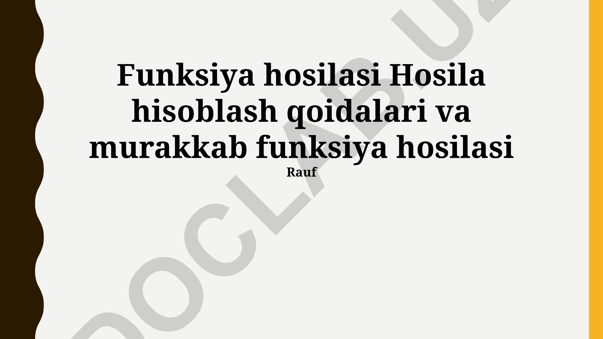 Murakkab funksiyalar hosilasi va hisoblash qoidalari
