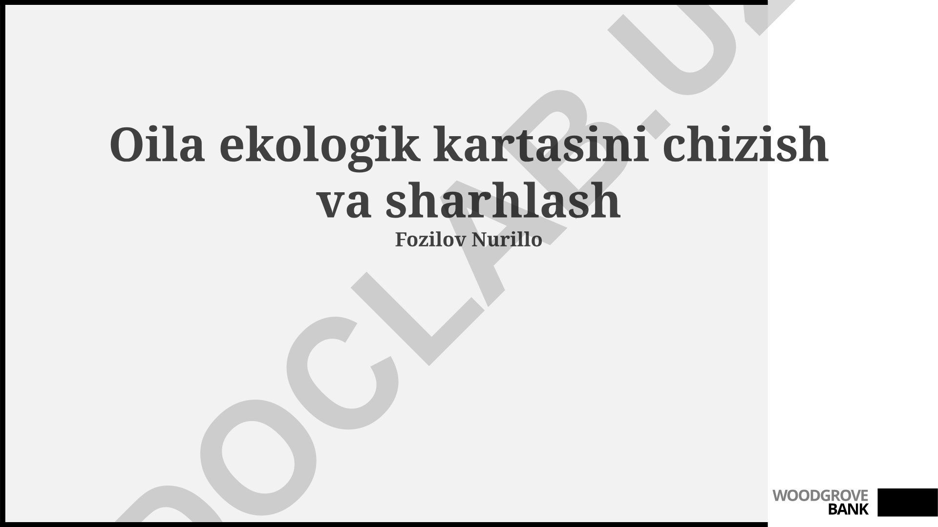 Oila ekologik kartasini chizish va sharhlash