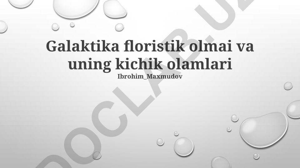 Galaktika floristik olami va uning kichik olamlari