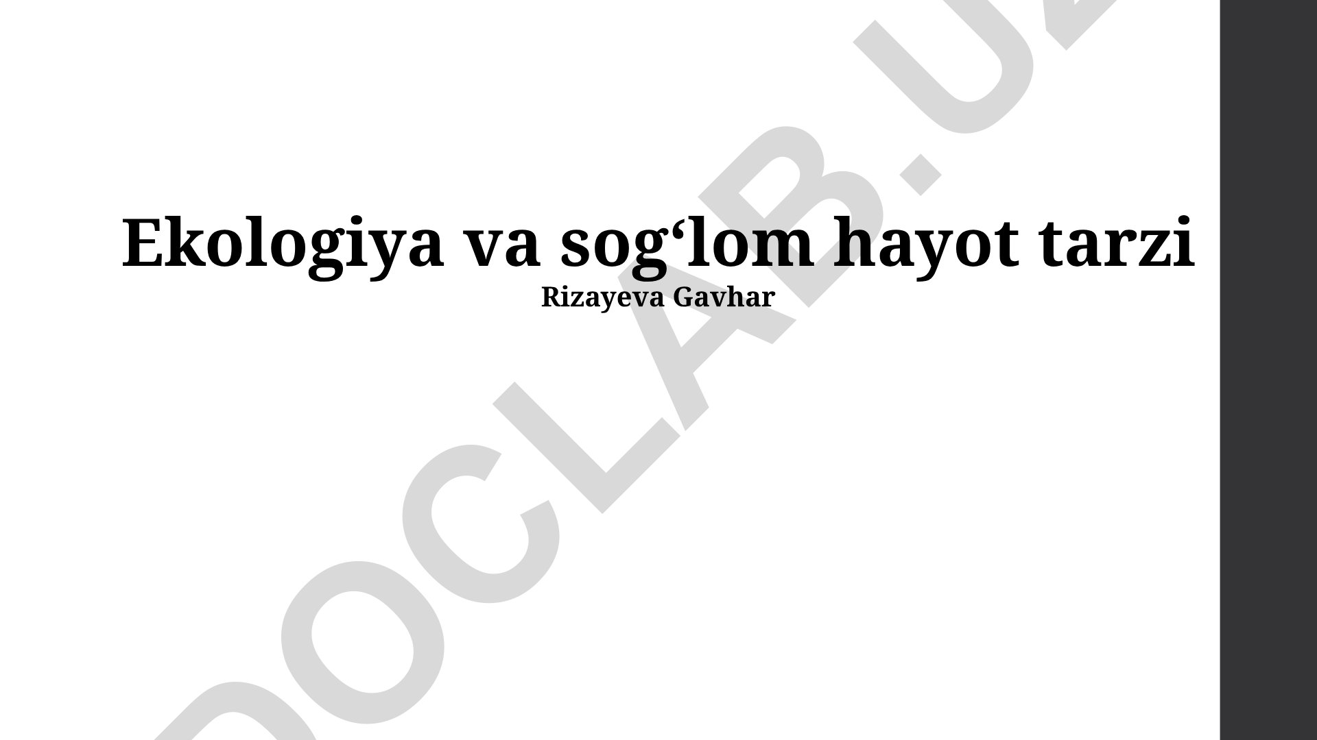 Ekologiya va sog‘lom hayot tarzi