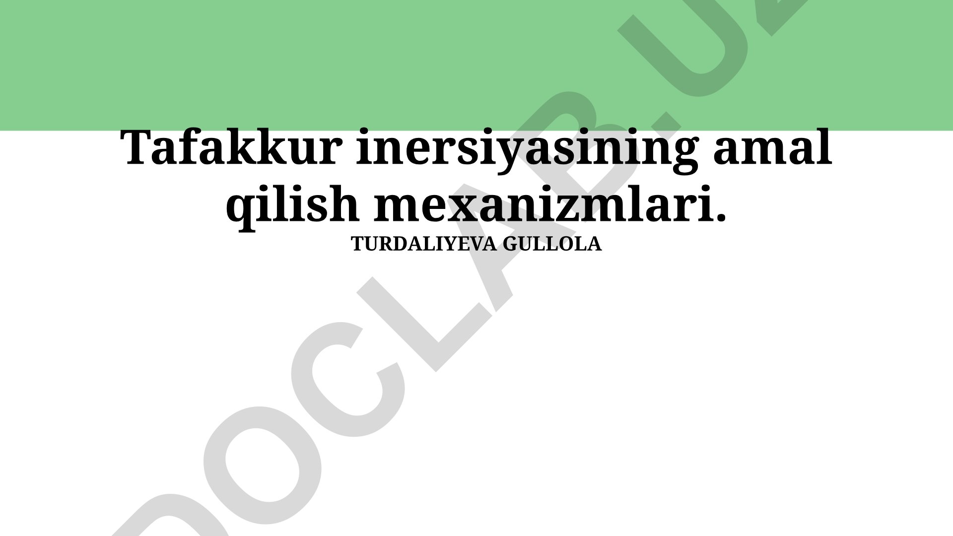 Tafakkur inersiyasining amal qilish mexanizmlari