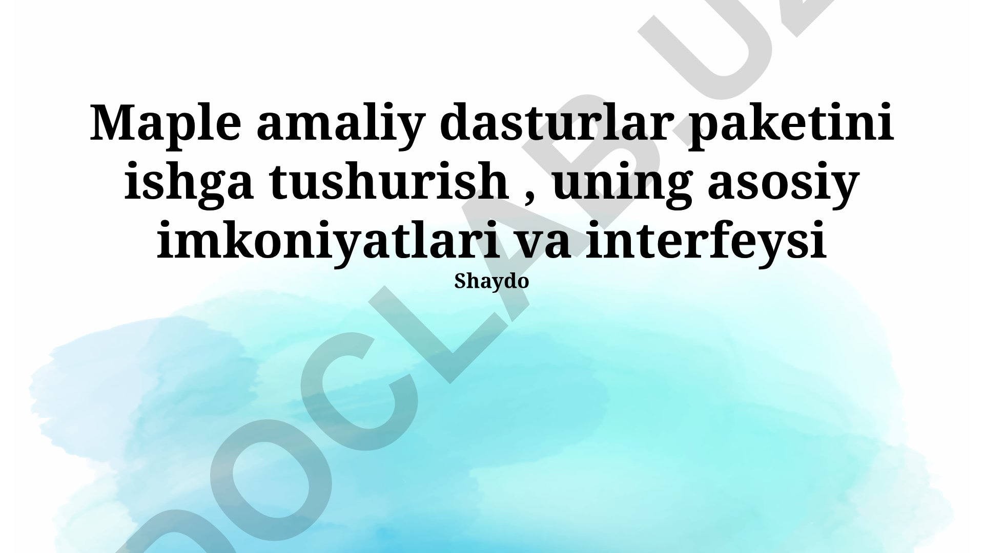 Maple dasturining asosiy imkoniyatlari va interfeysi