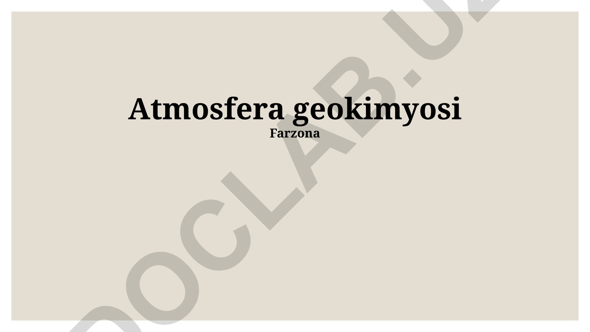 Atmosfera geokimyosi va ifloslanishi