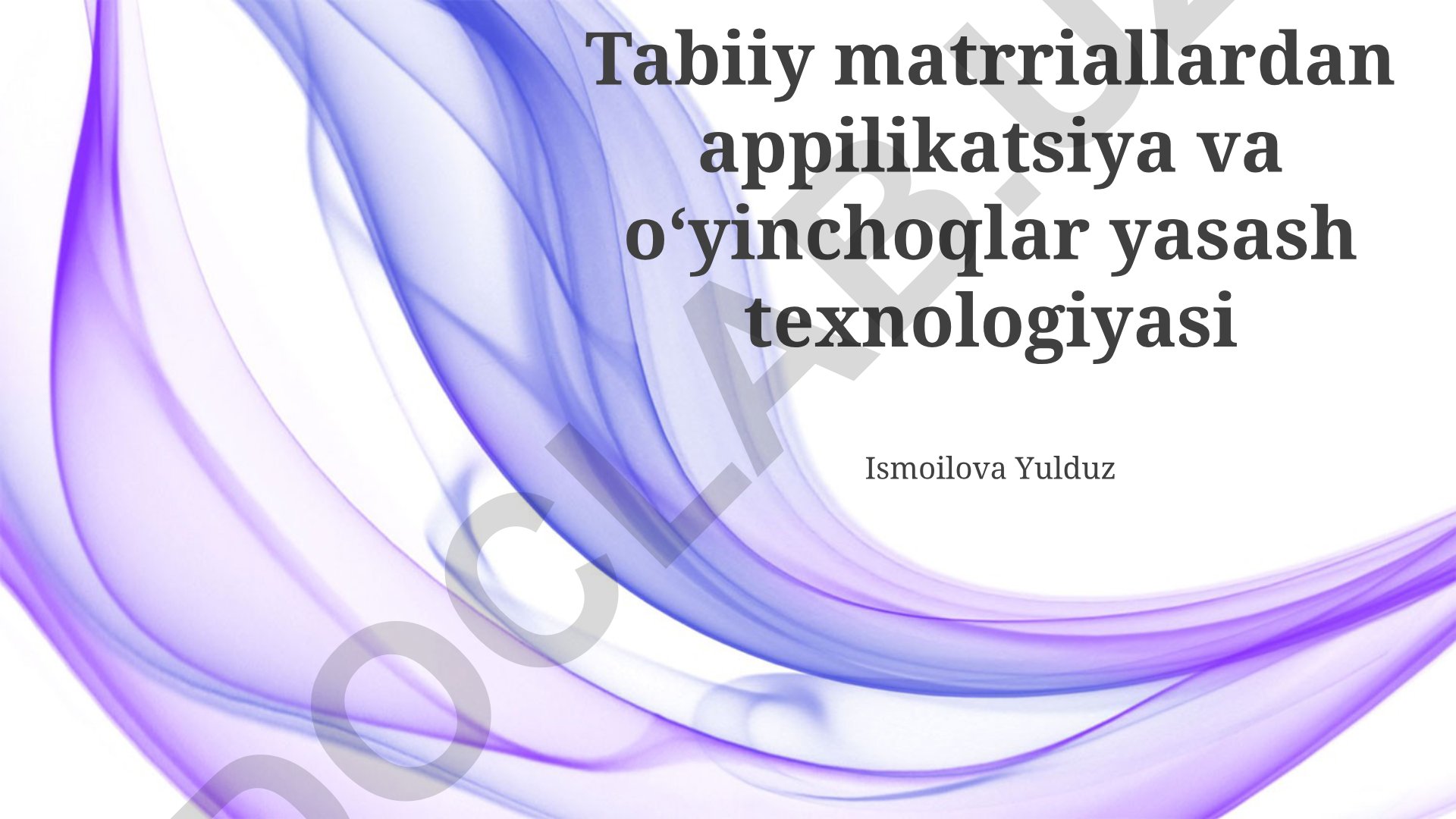 Tabiiy materiallardan aplikatsiya va o'yinchoqlar yasash texnologiyasi