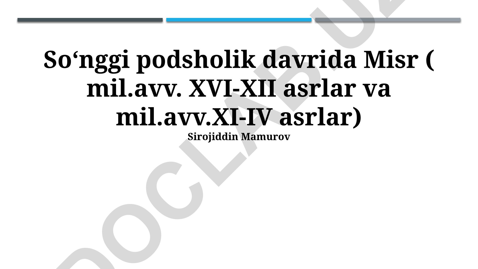 Yangi Shohlik davrida Misr tarixi