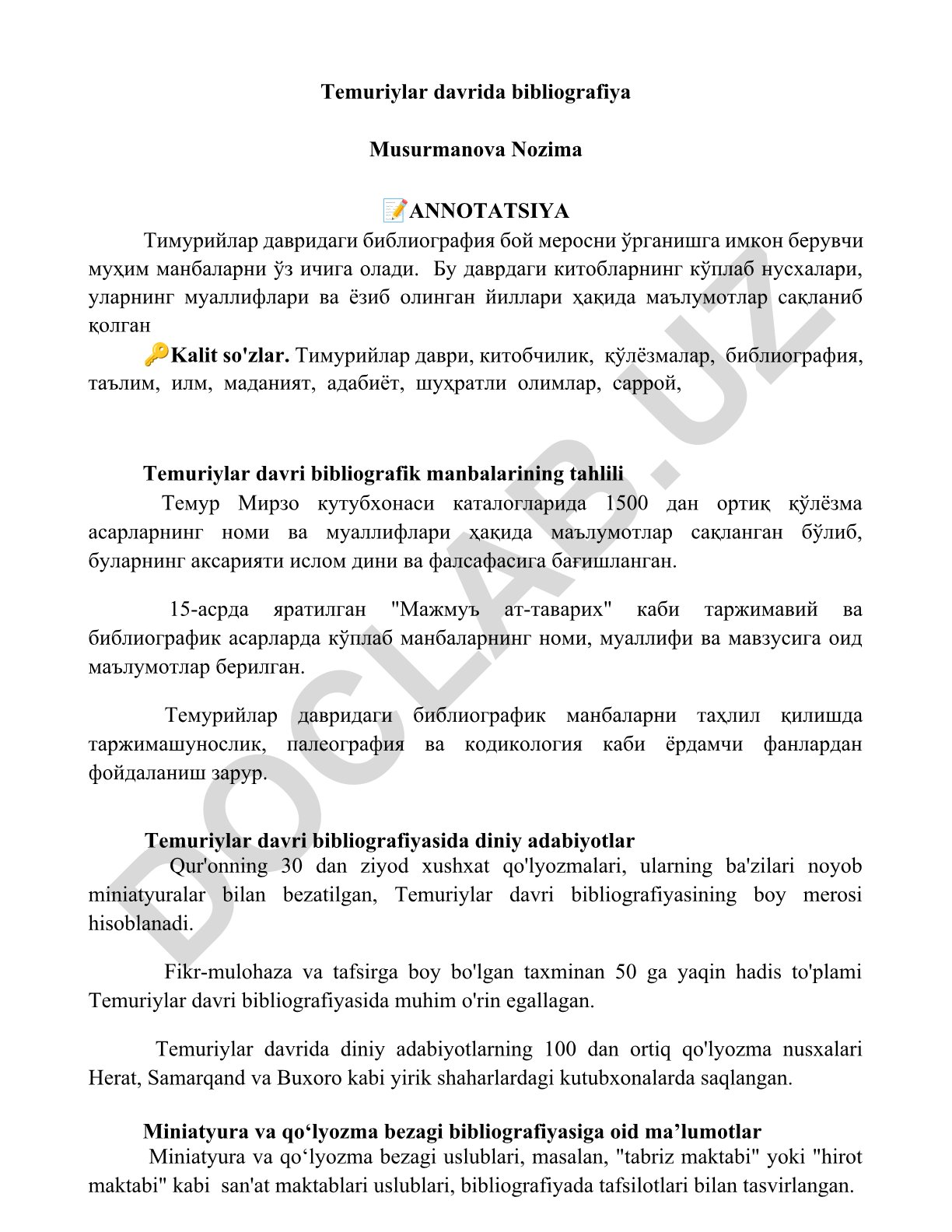 Temuriylar davrida bibliografiya