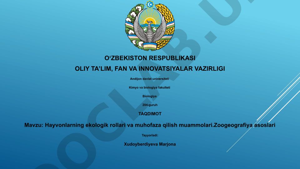 Hayvonlarning ekologik rollari va muhofaza qilish muammolari. Zoogeografiya asoslari