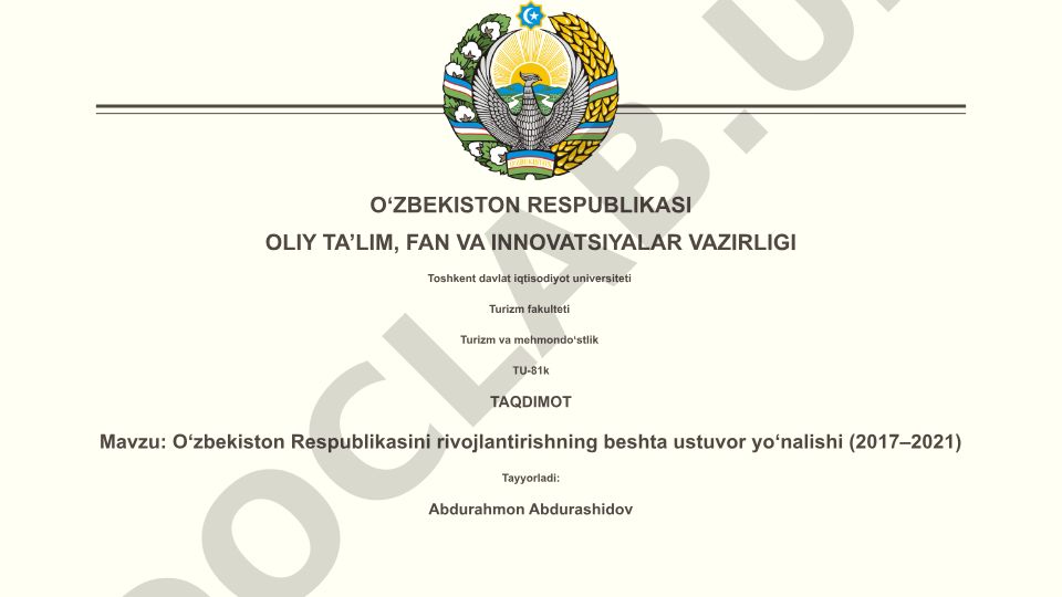 O‘zbekiston Respublikasini rivojlantirishning beshta ustuvor yo‘nalishi (2017–2021)