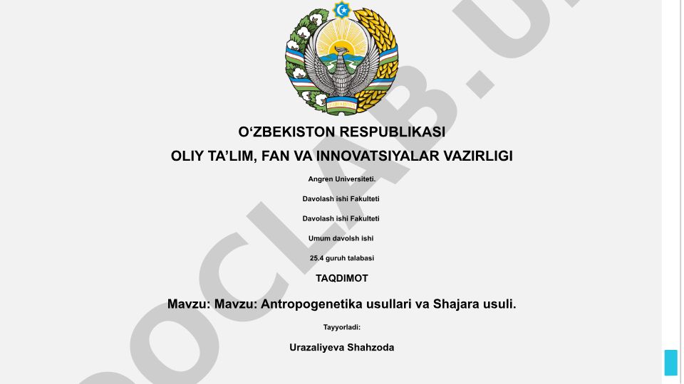 Antropogenetika usullari va Shajara usuli