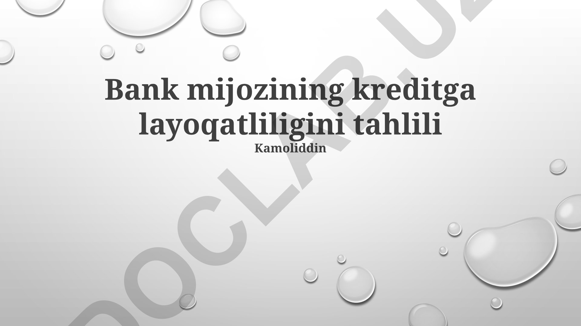 Bank mijozining kreditga layoqatliligini tahlili