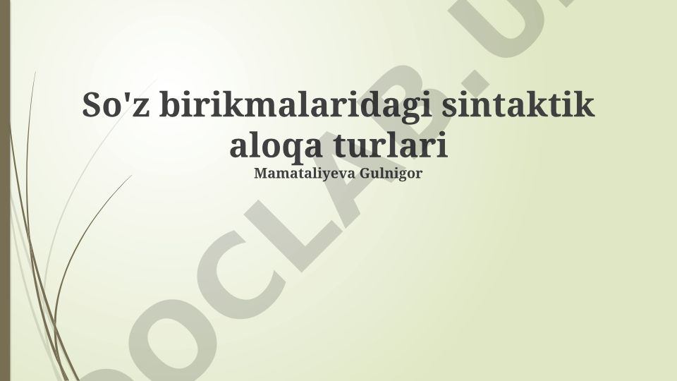 So'z birikmalaridagi sintaktik aloqa turlari