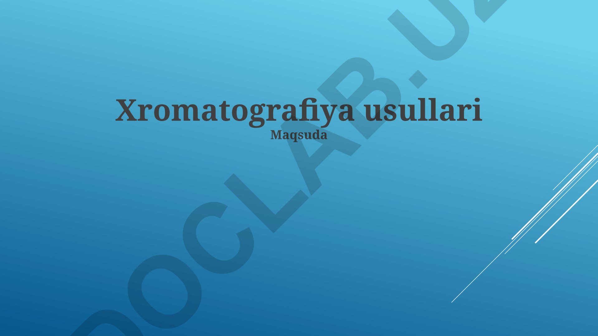 Xromatografiya usullari va qo'llanilishi