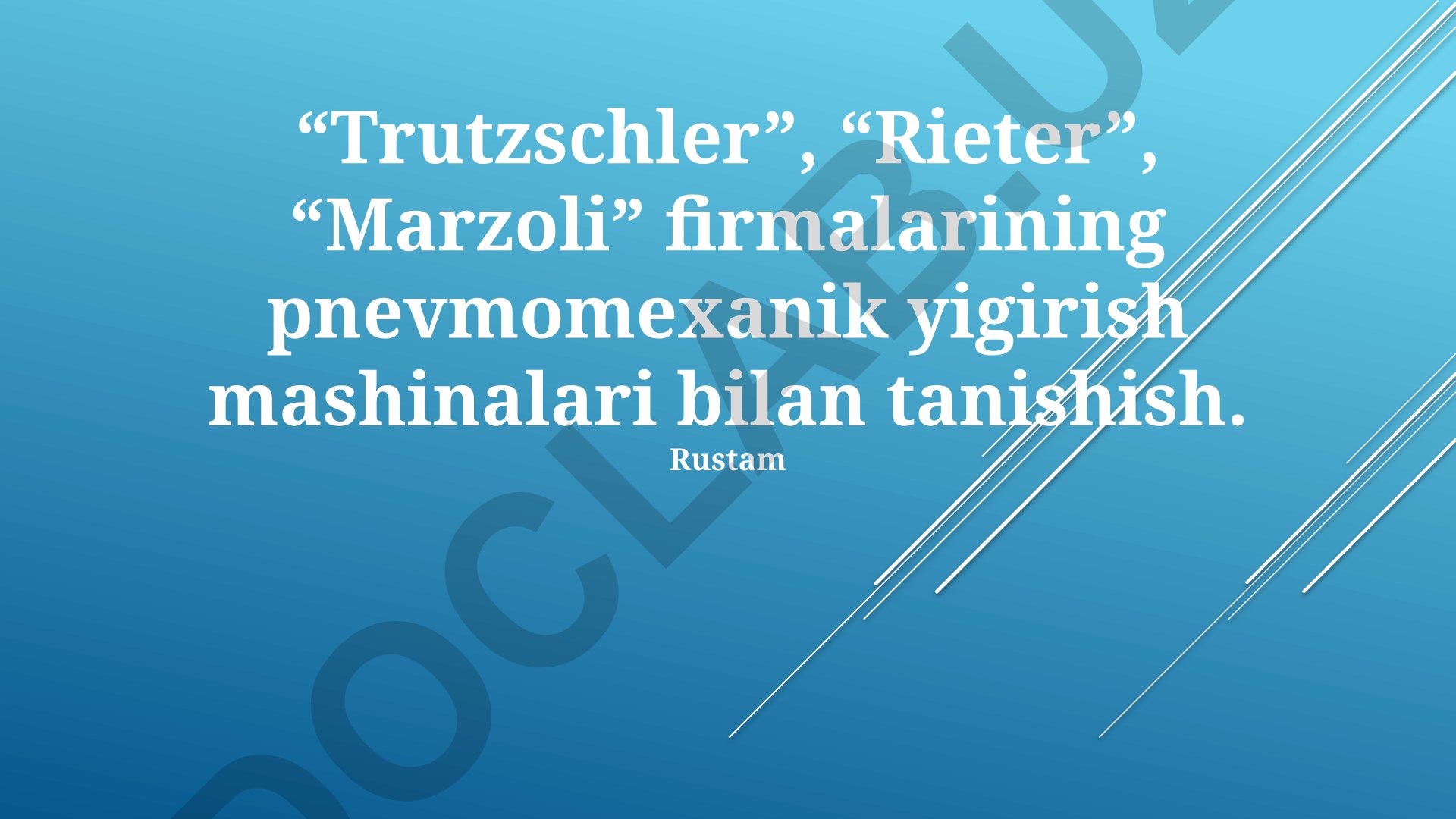 Trutzschler, Rieter, Marzoli firmalarining pnevmomexanik yigirish mashinalari