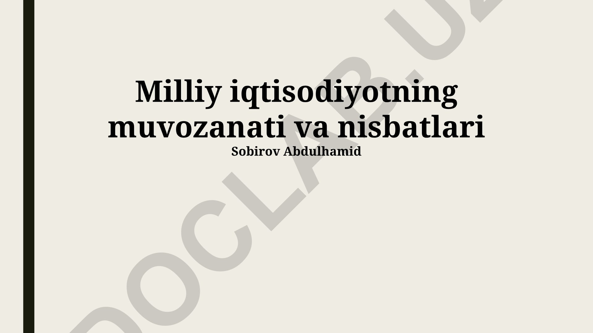 Milliy iqtisodiyotning muvozanati va nisbatlari
