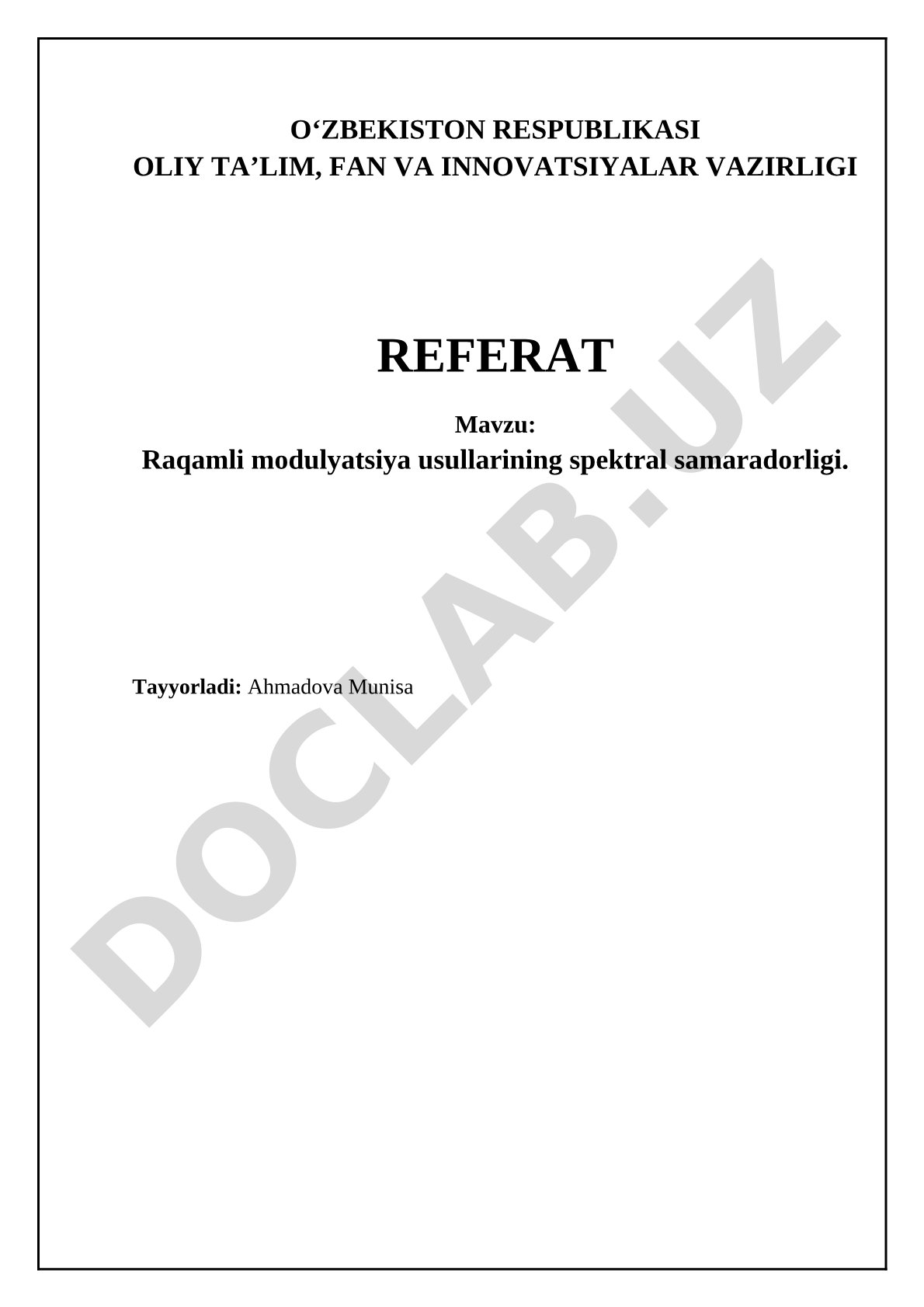 Raqamli modulyatsiya usullarining spektral samaradorligi