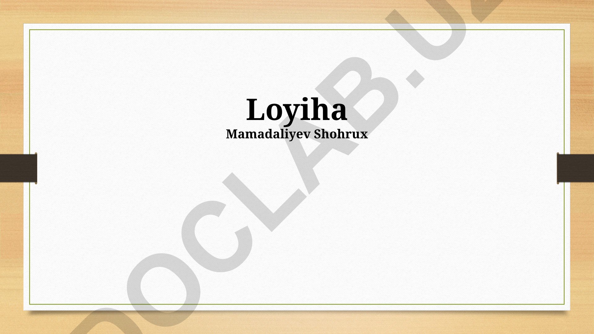 Loyiha rejalashtirish va boshqarish