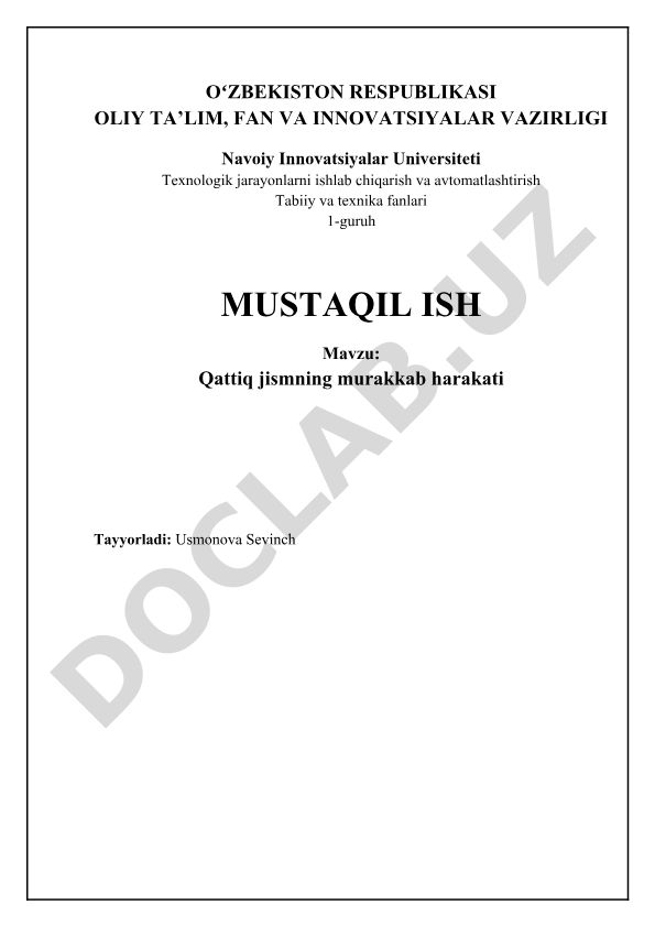 Qattiq jismning murakkab harakati