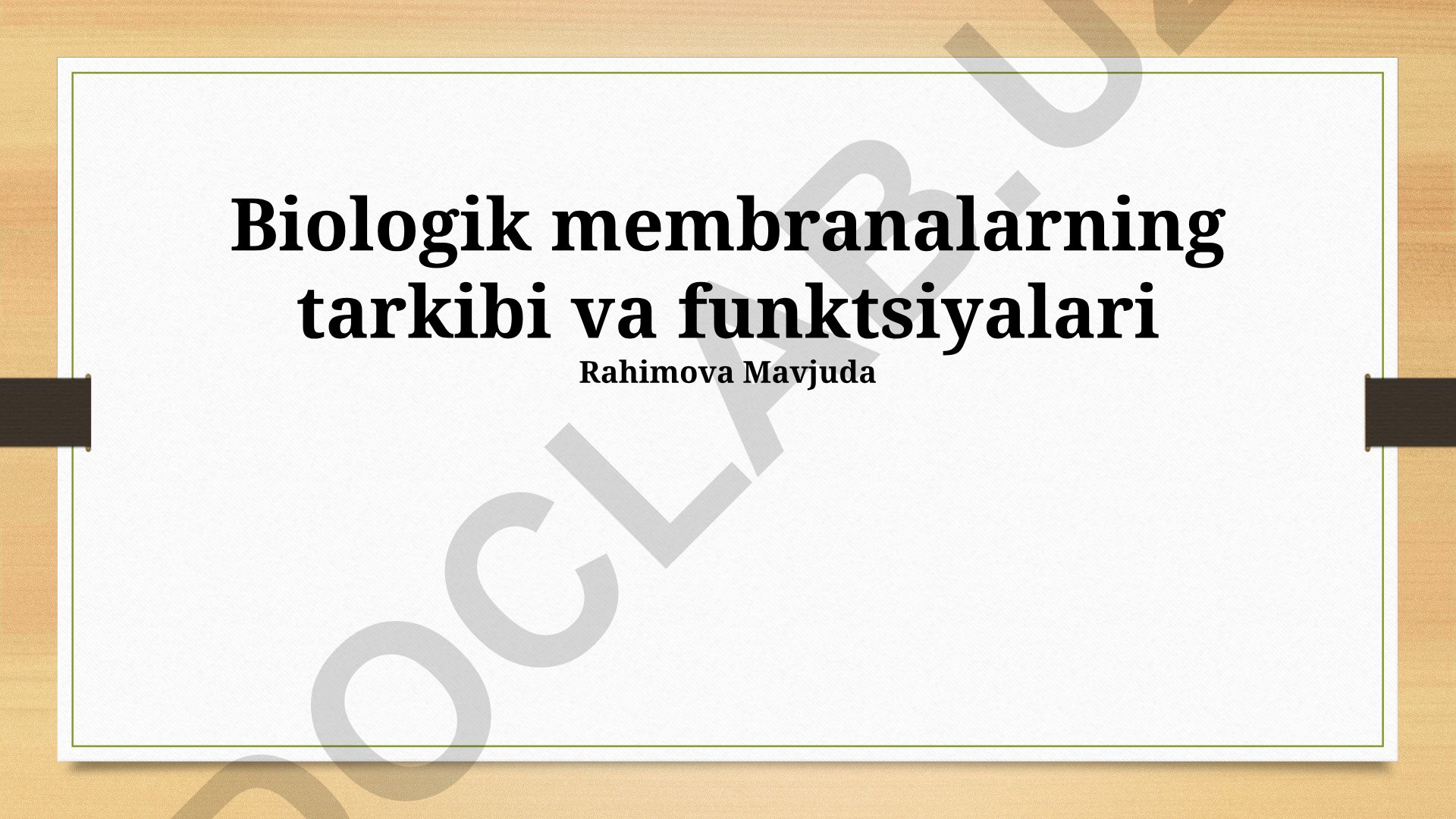 Biologik membranalarning tarkibi va funktsiyalari