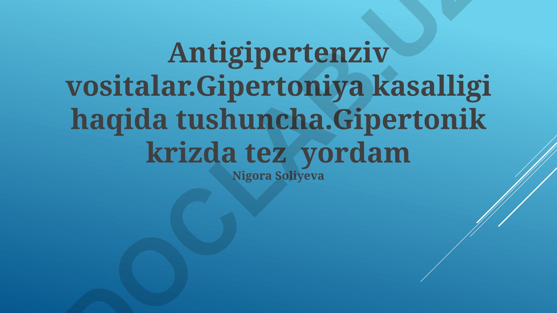 Gipertoniya kasalligi va gipertenziv kriz haqida
