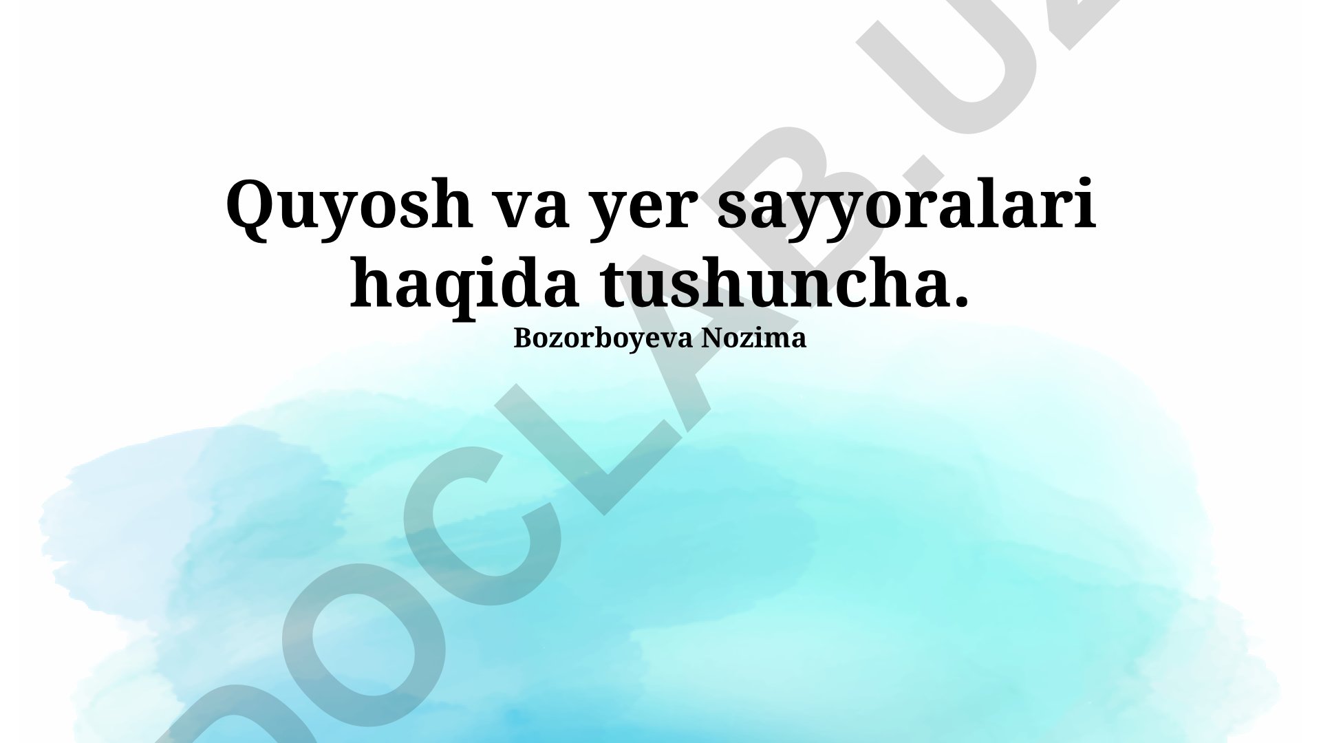 Quyosh va yer sayyoralari haqida tushuncha