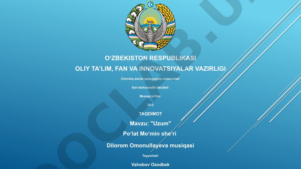 Po'lat Mo'minning "Uzum" she'ri va Dilorom Omonullayeva musiqasi tahlili