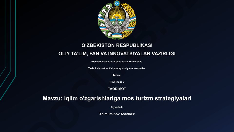 Iqlim o'zgarishlariga mos turizm strategiyalari