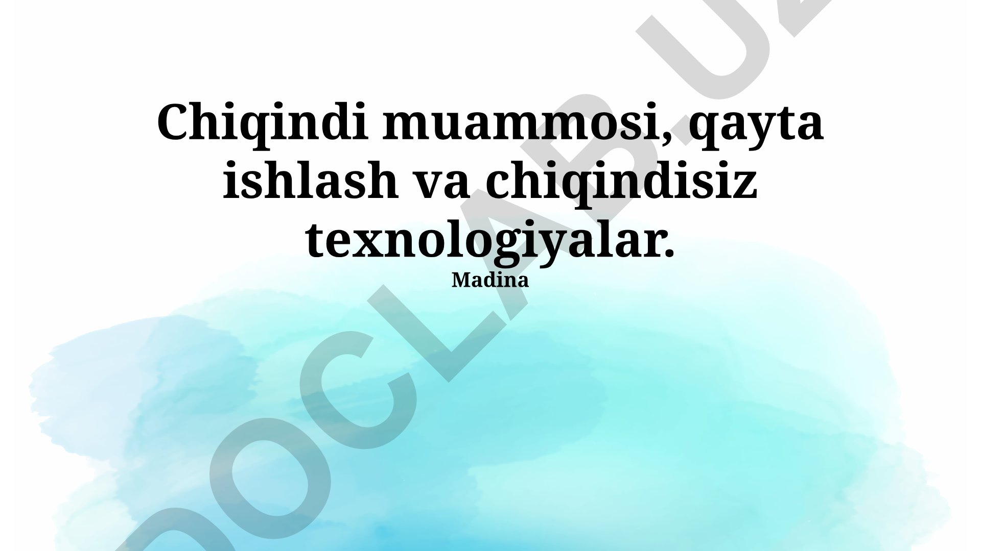 Chiqindi muammosi, qayta ishlash va chiqindisiz texnologiyalar
