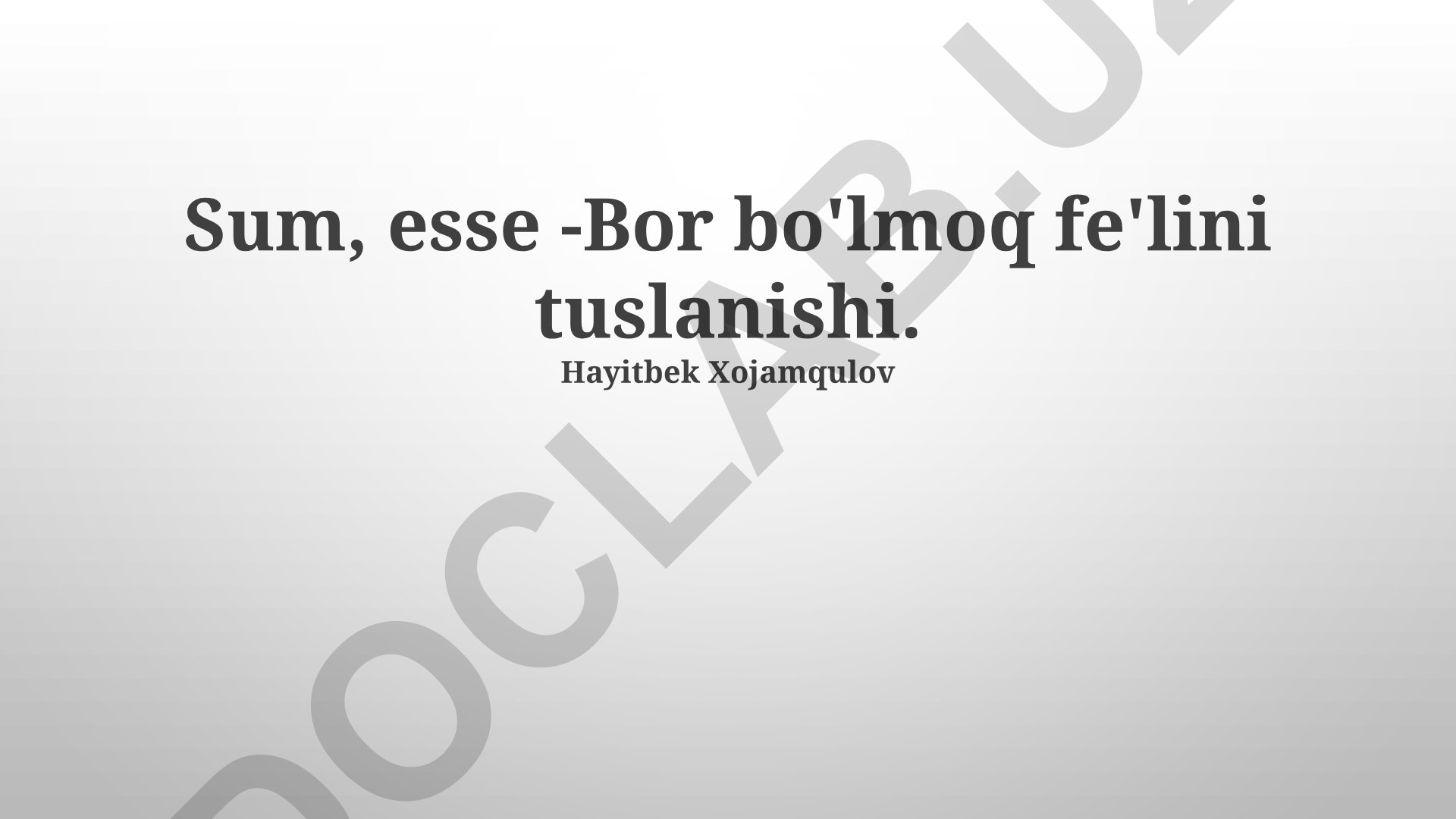 Ingliz tilida "to be" fe'lining shakllari va zamonlar bo'yicha o'zgarishi