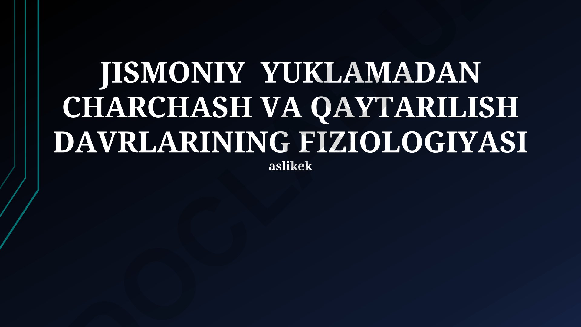 Jismoniy yuklamadan charchash va qaytarilish davrlarining fiziologiyasi