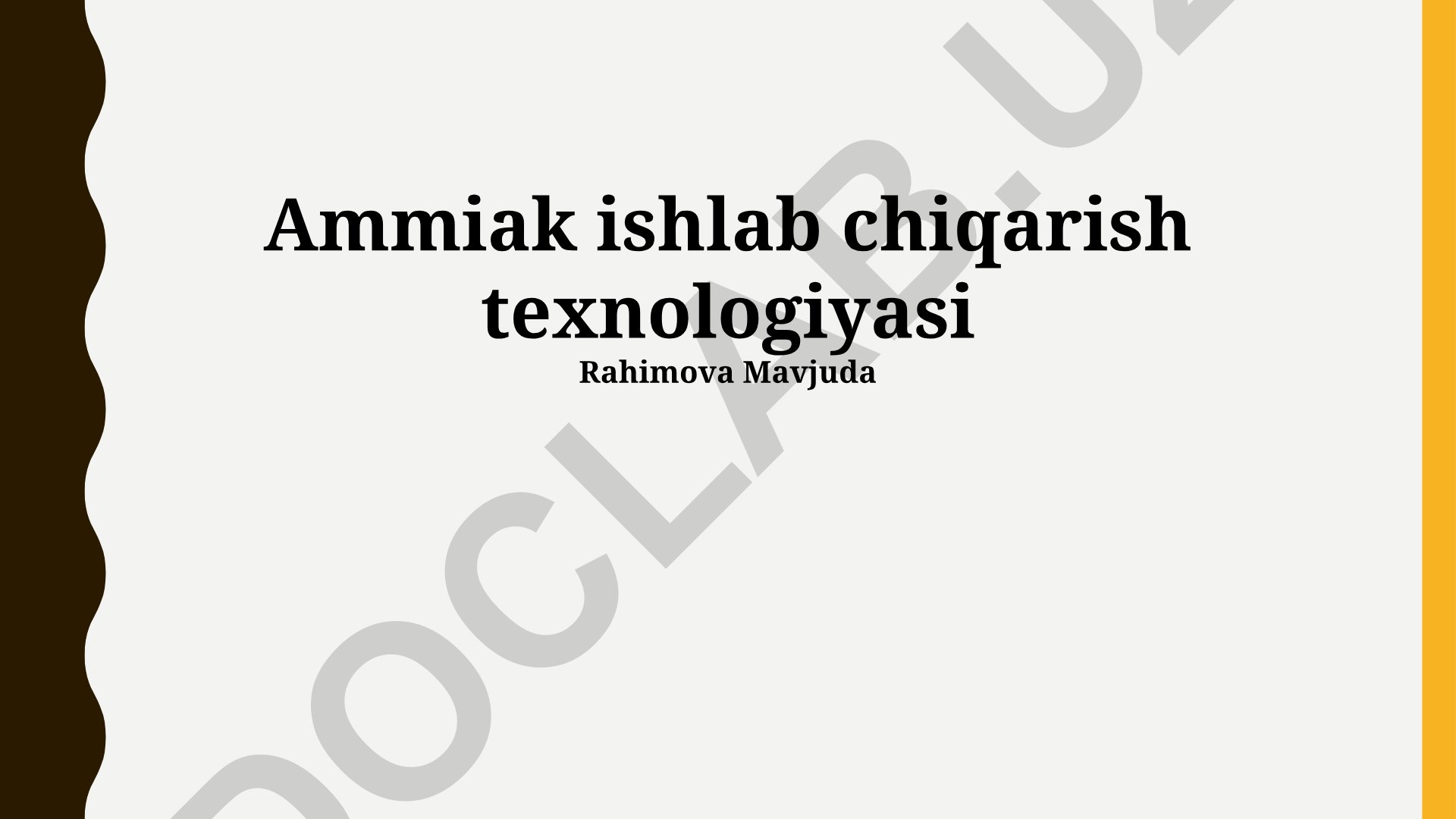 Ammiak ishlab chiqarish texnologiyasi va bozor tahlili