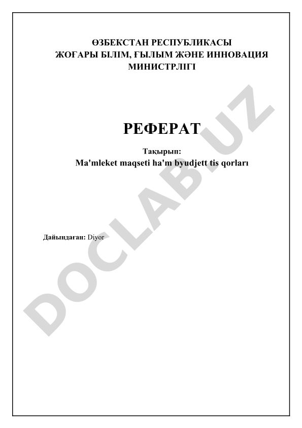 Ma'mleket maqseti ha'm byudjett tis qorları