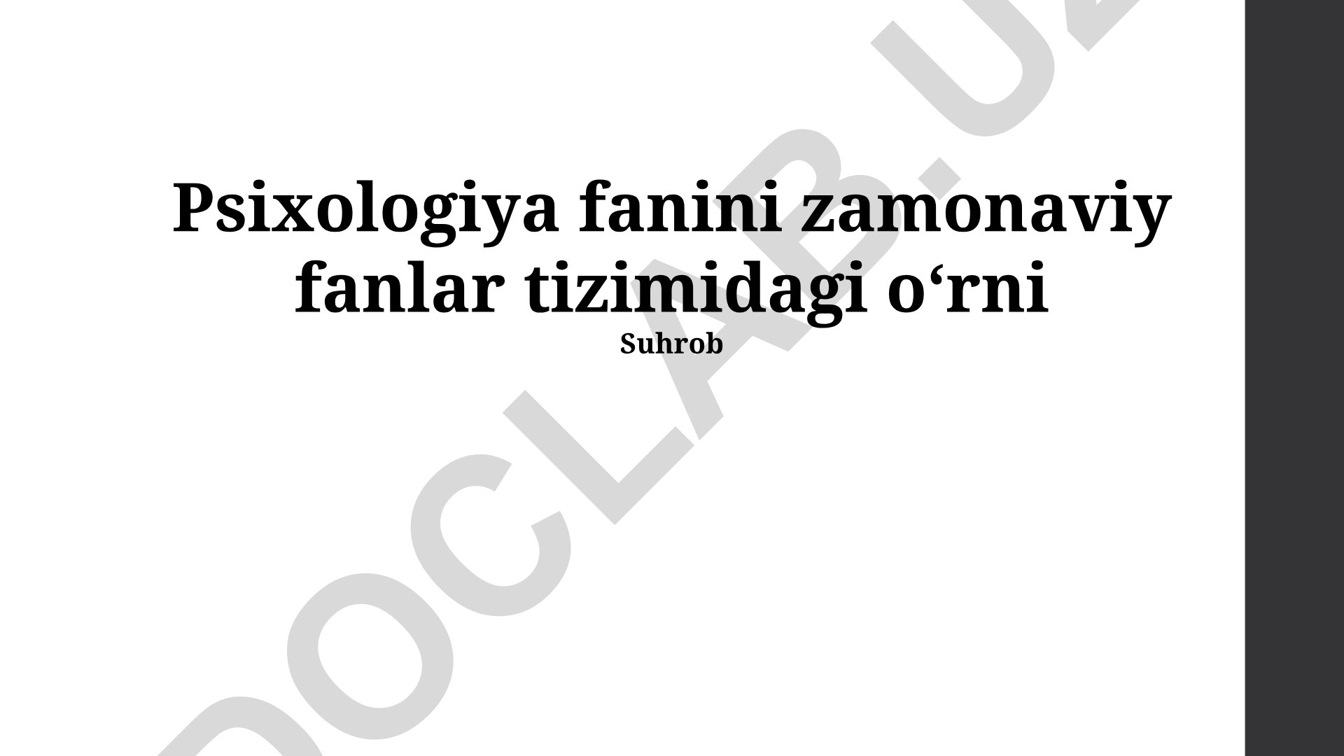 Zamonaviy fanlar tizimidagi psixologiyaning o'rni va amaliy qo'llanilishi
