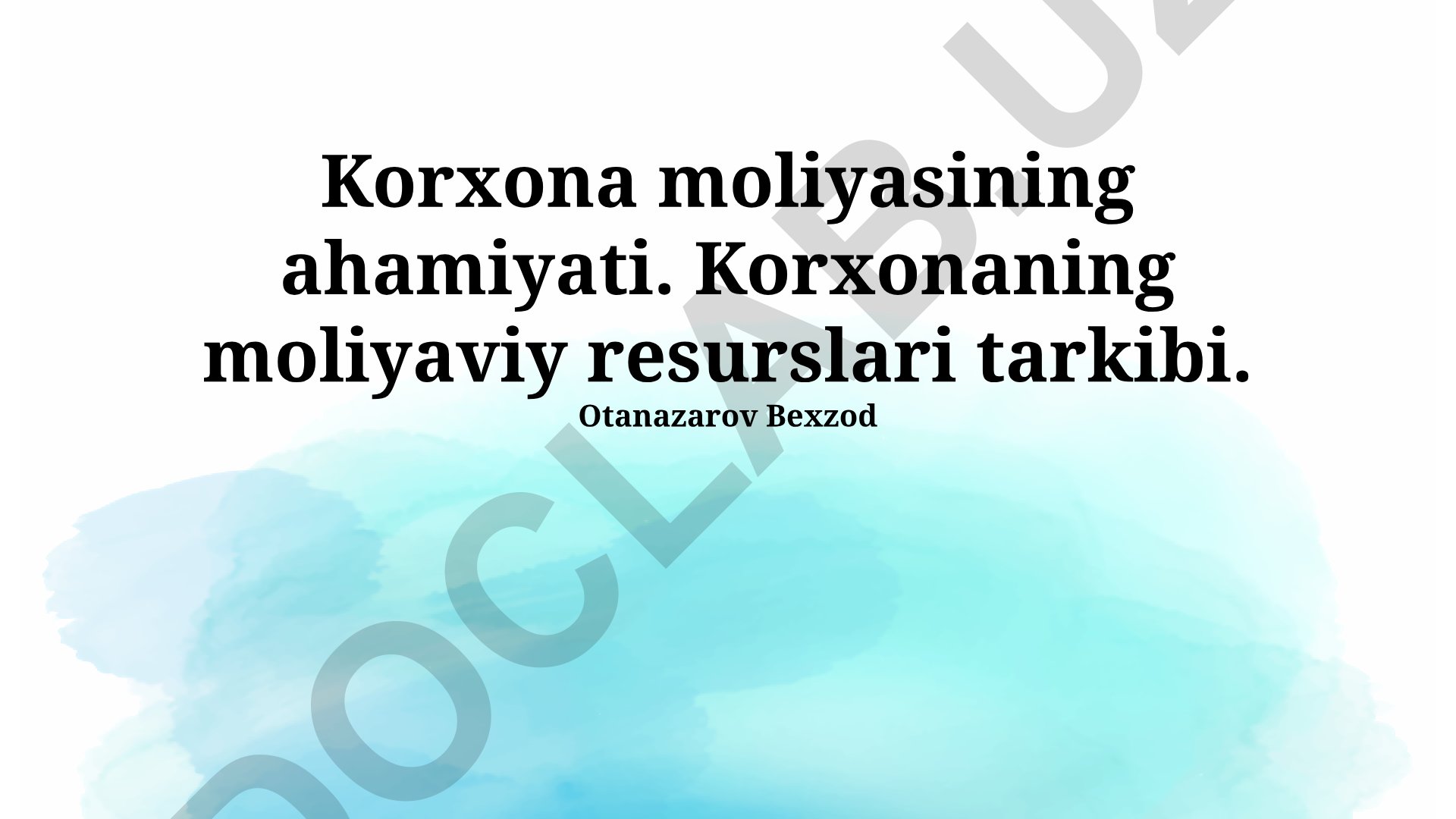 Korxona moliyasi va moliyaviy resurslar tarkibi