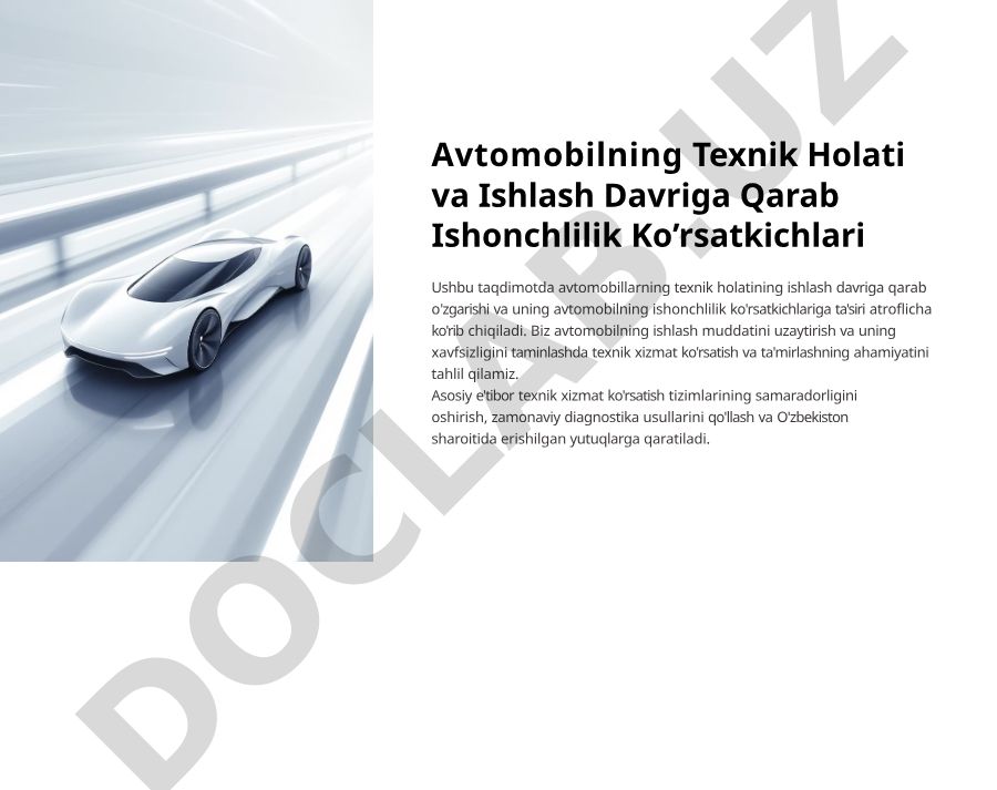 Avtomobilning texnik holati va ishlash davriga qarab ishonchlilik ko'rsatkichlari