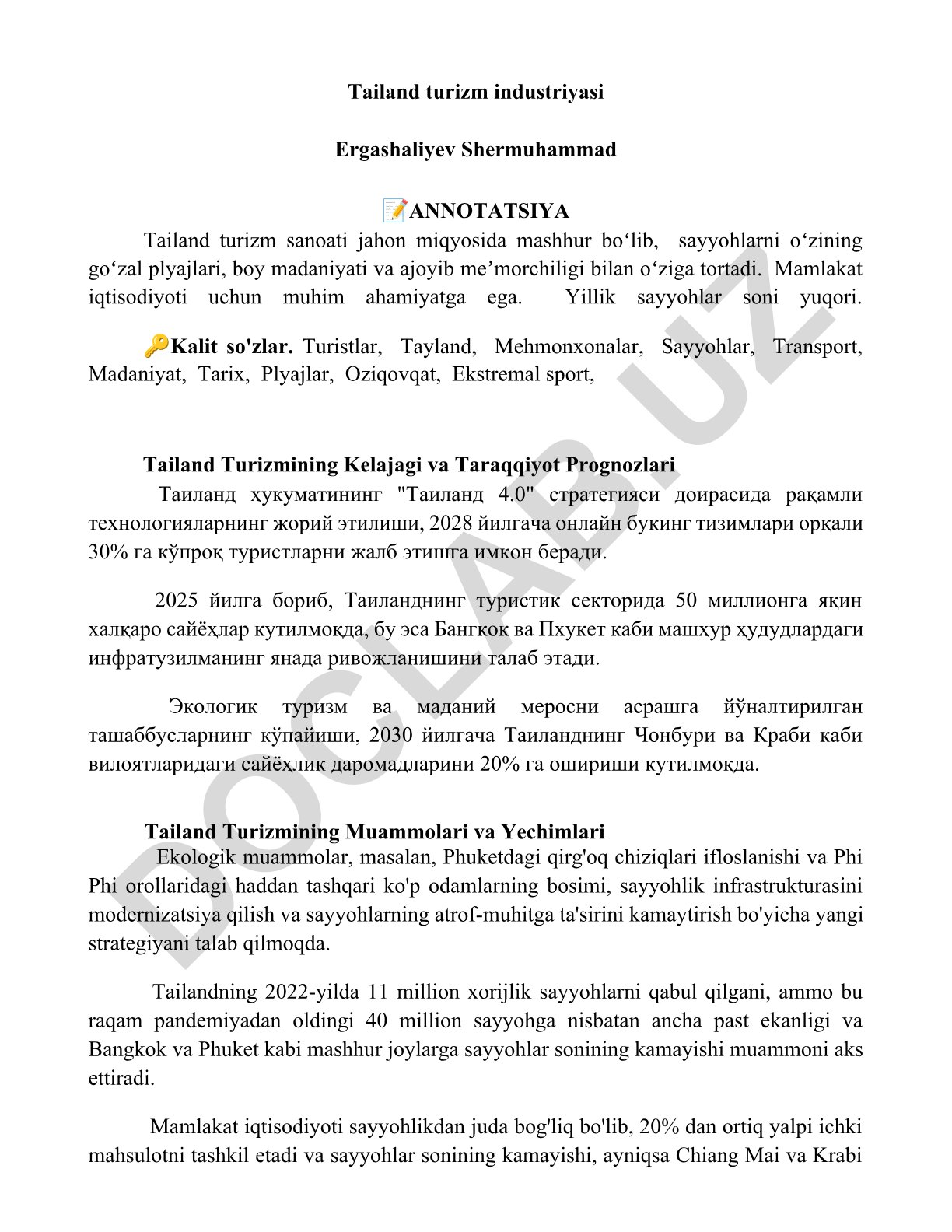 Tailand turizm industriyasi