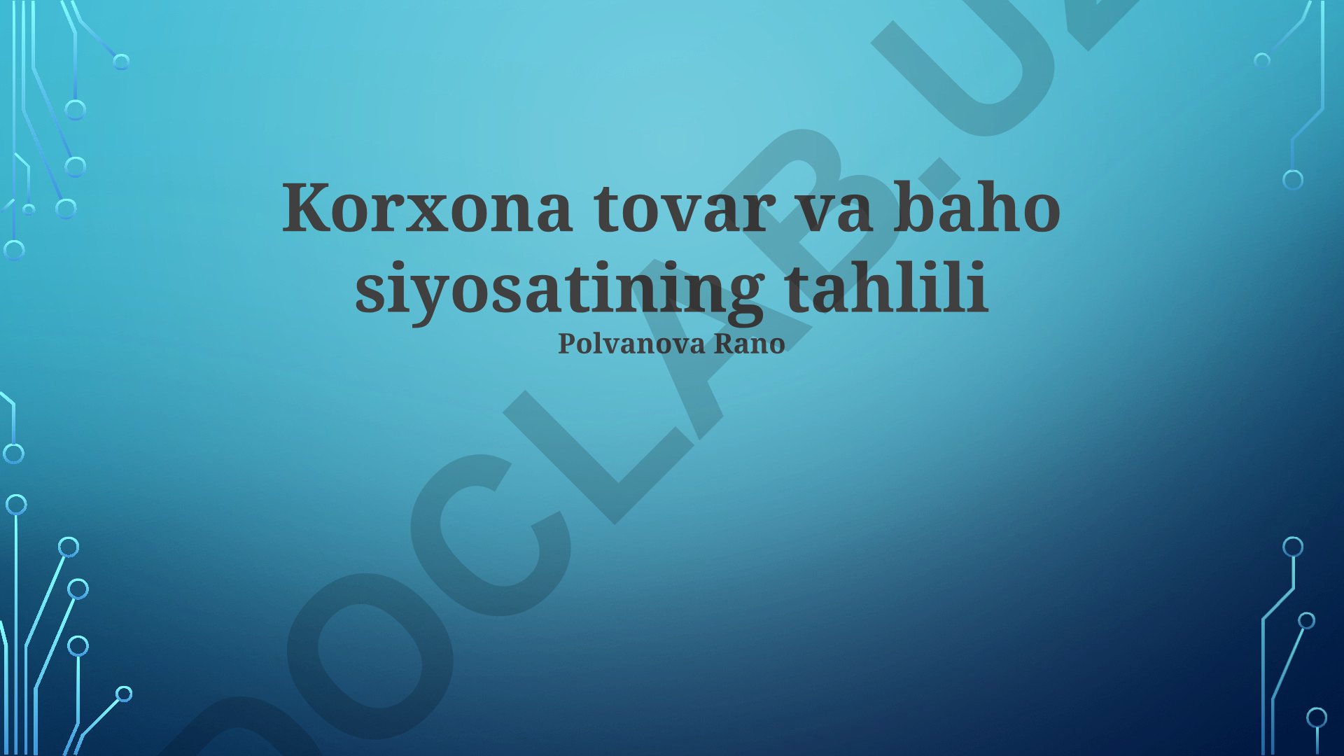 Korxona tovar va baho siyosatining tahlili