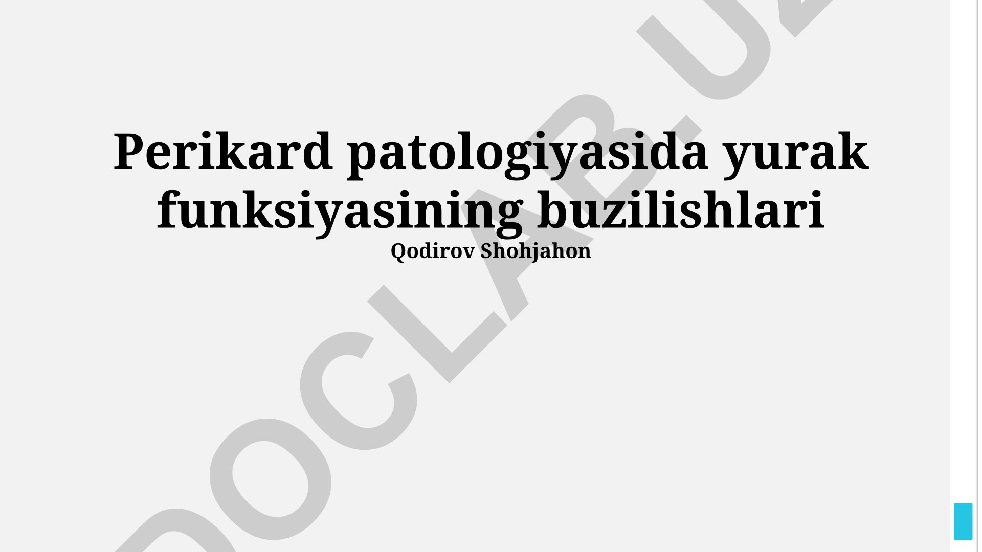 Perikard patologiyasida yurak funksiyasining buzilishlari