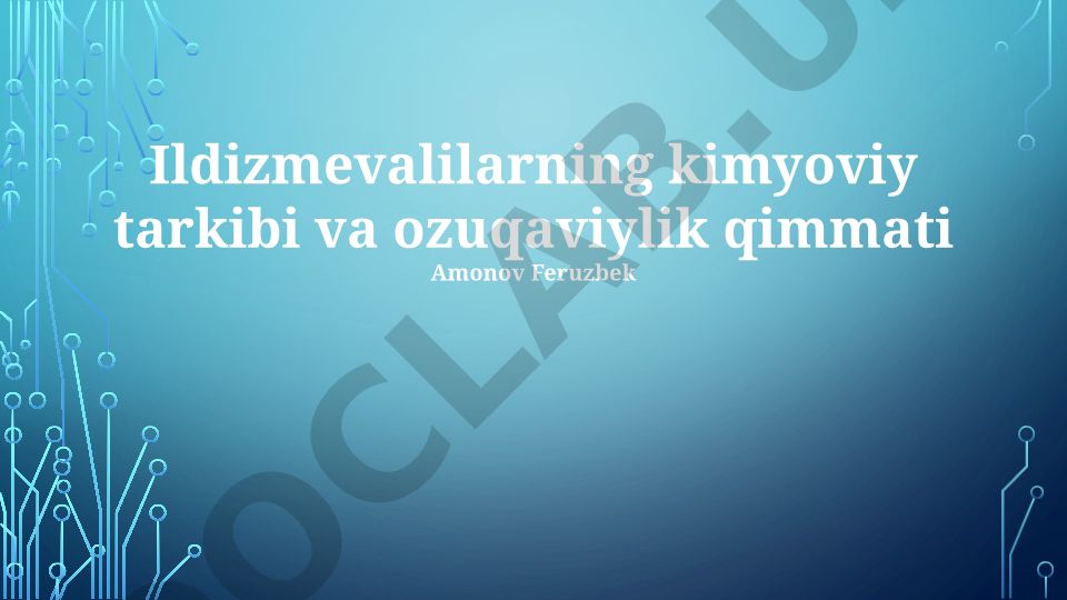 Ildizmevalilarning kimyoviy tarkibi va ozuqaviylik qimmati