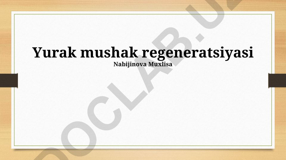 Yurak mushak regeneratsiyasi strategiyalari va mexanizmlari
