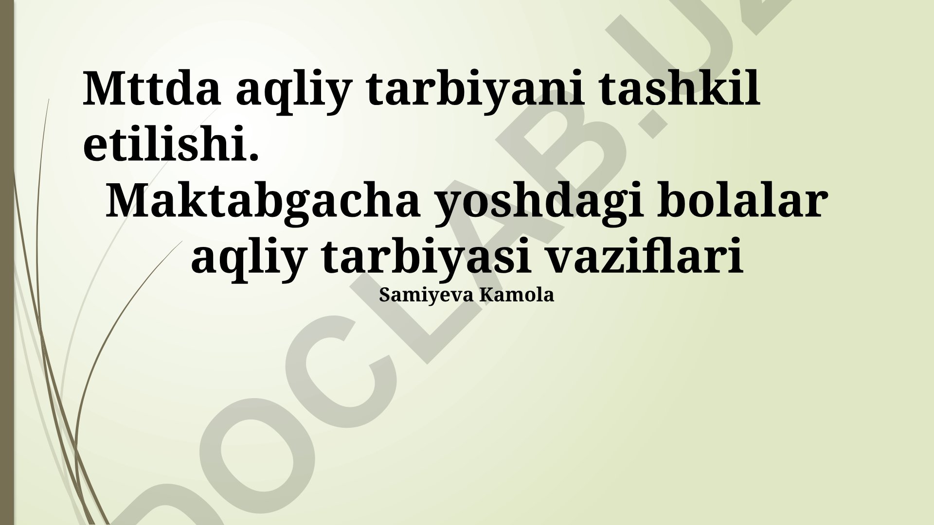 Maktabgacha yoshdagi bolalar aqliy tarbiyasi va intellektual rivojlanish
