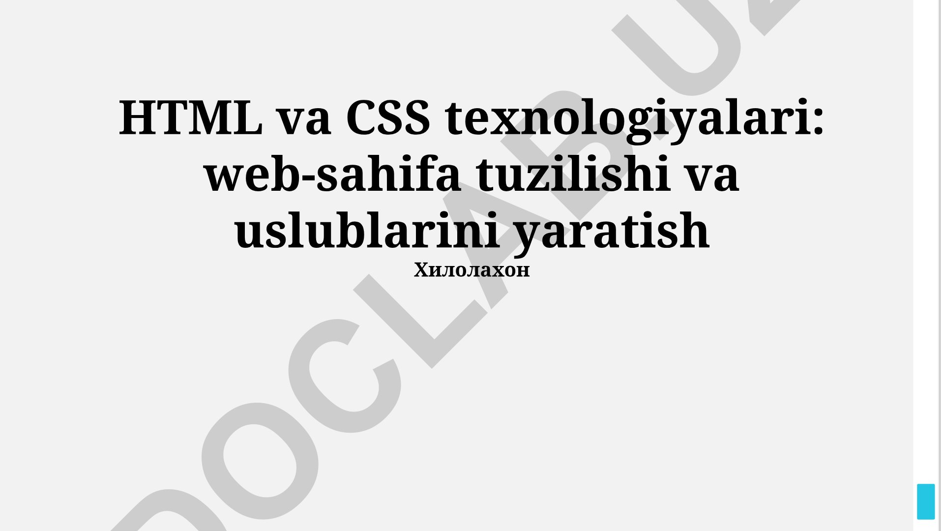 HTML va CSS texnologiyalari: web-sahifa tuzilishi va uslublarini yaratish