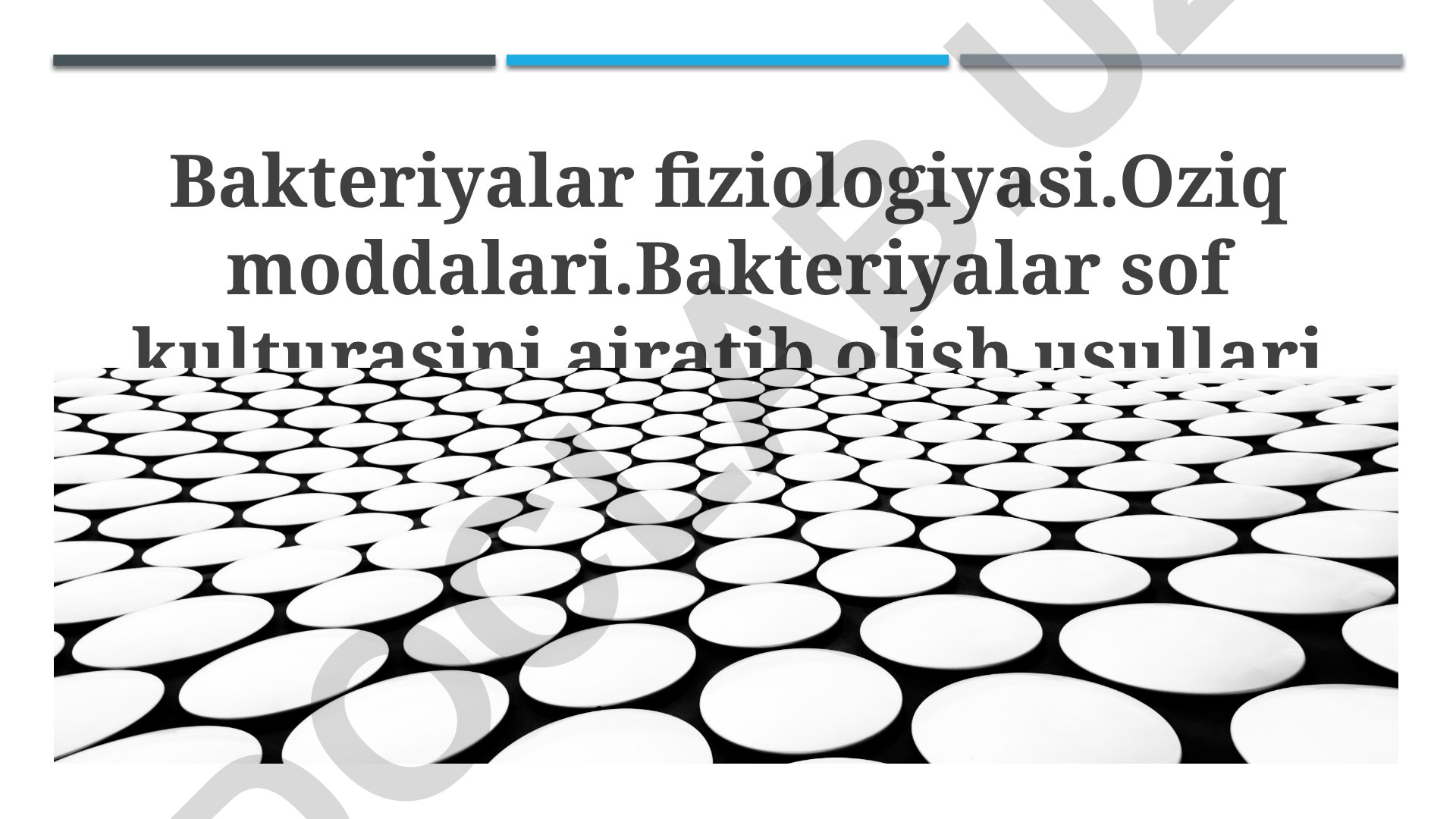Bakteriyalar fiziologiyasi va sof kulturalarni ajratib olish usullari
