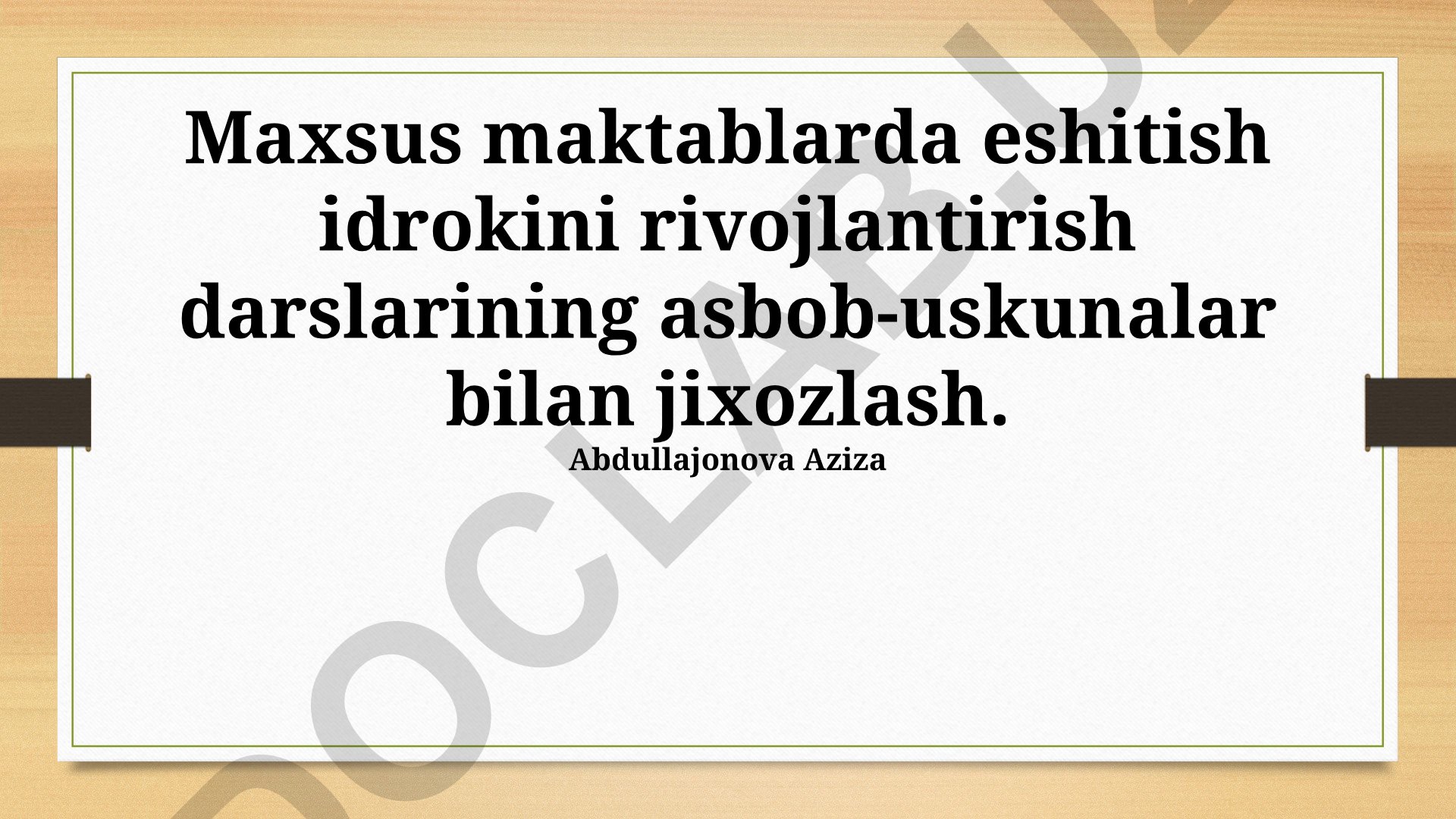 Maxsus maktablarda eshitish idrokini rivojlantirish darslari uchun asbob-uskunalar va jihozlar