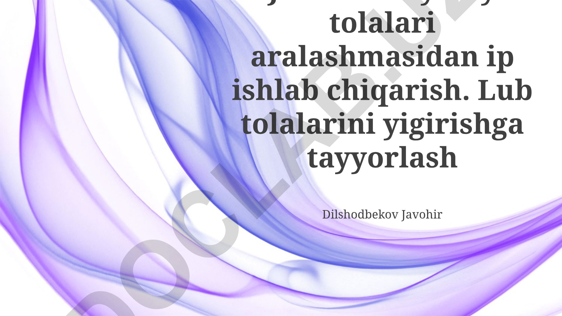 Jute va kimyoviy tolalardan ip ishlab chiqarish texnologiyasi